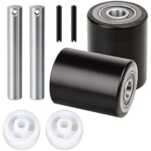 Hromee Pallet Jack/Truck Load Wheels Replacement Full Set with Axles and Entry Exit Roller 3" x 3.75" with 20mm ID Bearings
