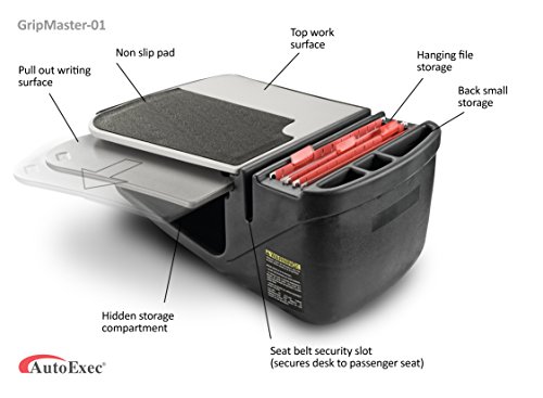 Image of AutoExec GripMaster Car Desk for Your Vehicle Workstation and Mobile Office, Grey