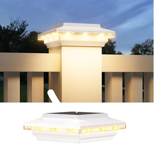 ELECLINK Solar Cap Lights 1 Pack, Warm White Outdoor Post Lights, Waterproof Fence Cap Lights Solar Powered Fit 3.5x3.5 4x4 4.5x4.5 5x5 5.5x5.5 Posts for Garden Fence Deck Yard