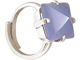  GemShine - Damen - Ring - 925 Silber - Chalcedon - Lavendel Lila - 12mm - Größenverstellbar
