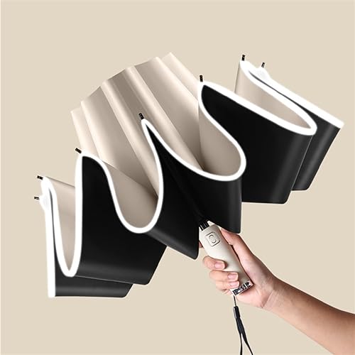 Paraguas reversible plegable automático gris resistente al viento 4