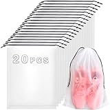 MXCOCO 20Pcs Bolsa para Zapatos, Bolsa de Viaje Esmerilado Transparente con Cordón, Portátil Visible Impermeable...
