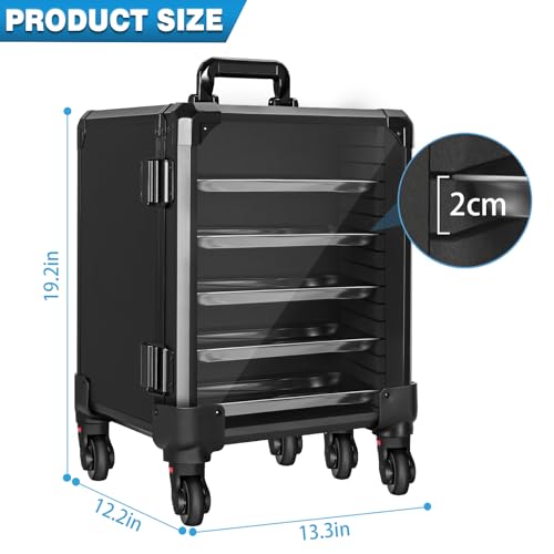 WELIDAY Miniatures Storage Case Miniatures Transport Case Aluminum Alloy Frame Display Case with Lock and Trolley (Medium Size) - image 2