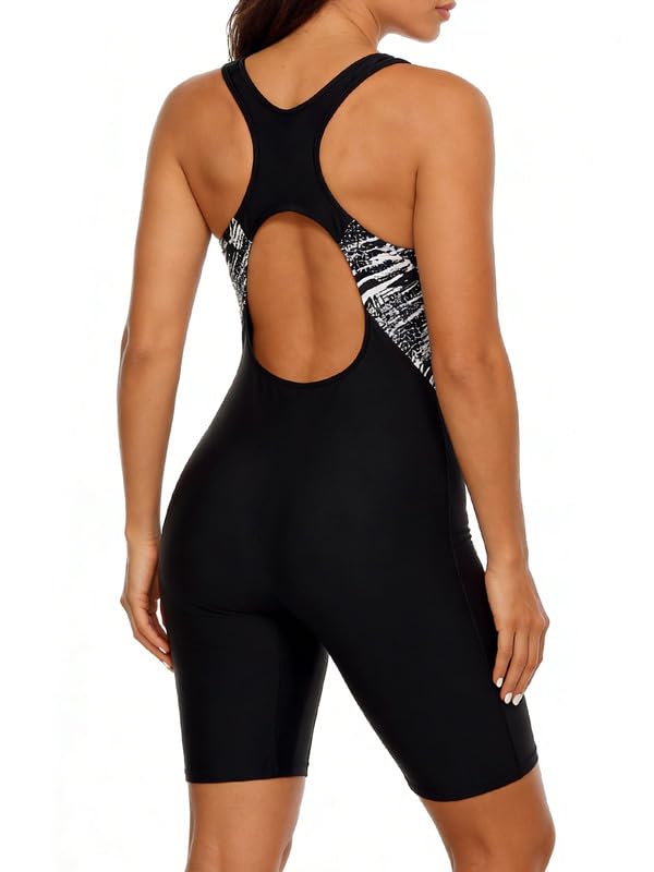 Image of BeautyIn Women's Boyleg One Piece Swimsuit Racerback Athletic Bathing Suit
