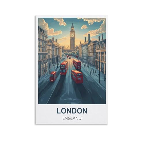 KTYWZ Plaque métallique style vintage Londres Angleterre, idéale pour pub, bar, bureau, garage aménagé, chambre, salle à manger, cuisine, cadeau, 15 x 30...