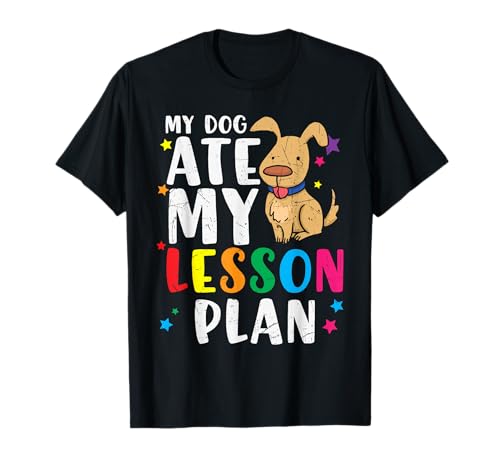 Vintage My Dog Ate My Lesson Plan Gift Retro Men Women Kids T-Shirt