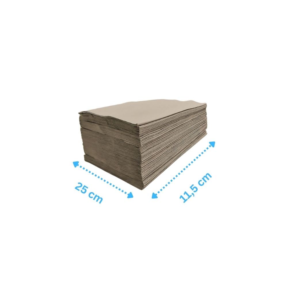 Defacto Papierhandtücher Handtuchpapier, 5000 Stück Zick-Zack 25x23 cm Falthandtücher, Handtücher für Spender 1-Lagig, GRAU