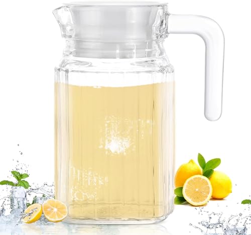Image of 500 ml Glass Pitcher with Lid Fridge jug with Handle Glass Water jug Practical Juice Containers Easy to Use Milk Jug Iced Tea, Cocktails, Water (Small JUG 500 ML)