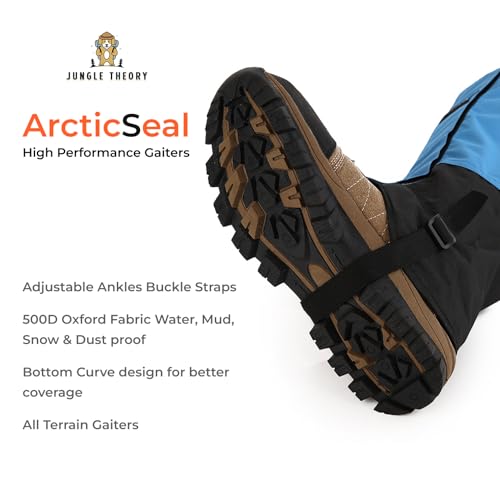Image of ArcticSeal Snow Gaiters for Hiking & Trekking - Waterproof Leg Gaiters for Snow, Rain & Mud, Windproof Outdoor Boot Covers for Mountaineering, Camping & Winter Travel (Black Blizzard)