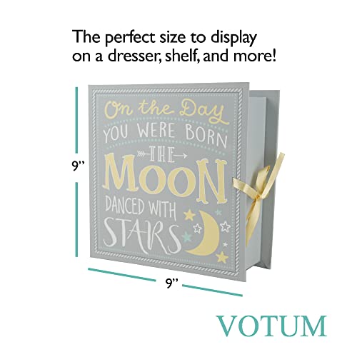 Votum Baby Keepsake Box For Treasured Memories, Moon & Stars - Lightweight, Handcrafted Baby Boxes With 9 Labeled Compartments For First Memories - Gender Neutral Baby Shower Gifts For Girls, Boys #TOP2