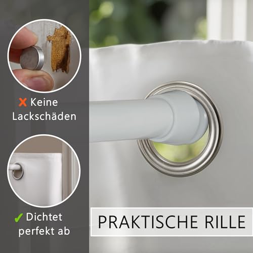 tinycurtains, Thermo Türvorhang mit Teleskopstange, einfache Montage in nur 1 Minute ohne Bohren (Türgardine weiß H200 x B150 cm + Stange… – Ansicht 4