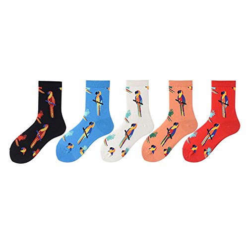 WZDSNDQDY Chaussettes pour Hommes en Coton avec Tube Chaussettes de Skateboard Perroquet Chaussettes de Basket Street Respirantes et faciles à Porter 5 Paires Cover