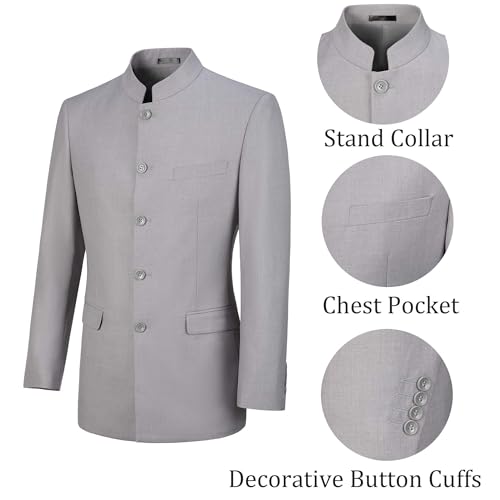 Netsky Mens Blazer Chinese Tunic Suits Jacket Mandarin Collar Slim Fit Formal Blazer Traditional Wedding Dress2