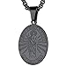 FaithHeart Collana da uomo in acciaio inossidabile con San Cristoforo/San Paolo/Sant'Antonio/San Tommaso/San Patrizio/San Giuseppe/Sant'Agostino, Argento/Oro/Nero Ovale/Rotondo immagine