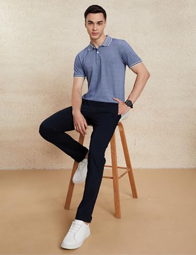 Image of Amazon Brand - Symbol Men's Cotton Rich Textured Polo Tshirts | Collar Plain Tshirts | Half Sleeves - Regular Fit (Available in Plus Sizes)