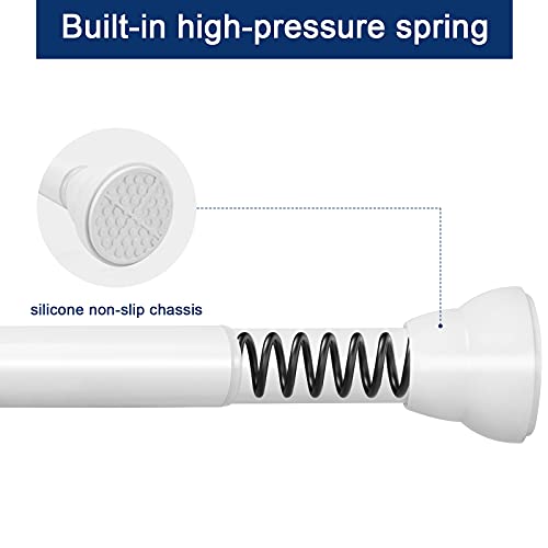 Nearmoon Shower Curtain Rod, Premium 304 Stainless Steel Adjustable Tension Spring Shower Rod No Drilling For Bathroom/Kitchen, Non-Slip And Never Rust(27-43 Inch, White) #TOP2