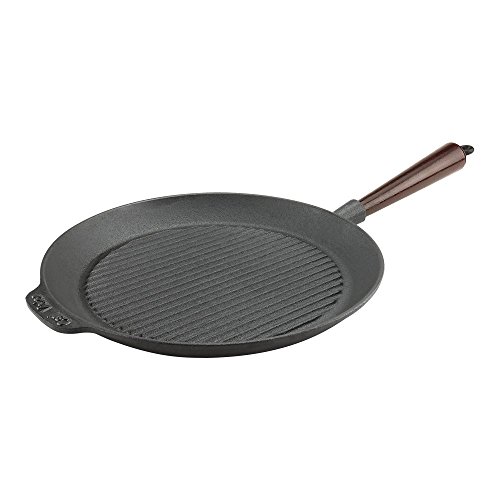 Carl Victor - Sartén Grill de Hierro Fundido 28 cm con Mango de Madera, Inducción