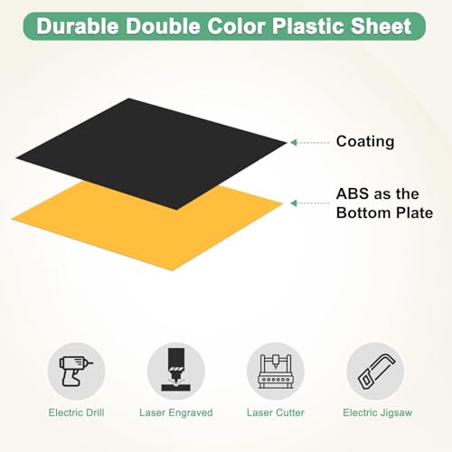 Image of M METERXITY 6-Pack Engraving Blank Materials Double Color 10x2 Inch, 1.3mm Thick ABS Plastic Sheet Yard Signs Name Plate for Door /Office /Home /Conference /Hotel /DIY Carving[Black /Yellow]