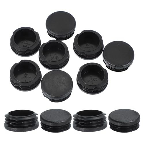 Image of PATIKIL 1-1 /2 Inch Plastic Tubing End Caps, 10 Pcs Round Hole Plug Insert for Round Iron Pipe Chair Leg Table Bookshelves Patio Furniture, Black