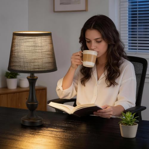 Image of Table Lamp Set of 2, 19 inch Mordern Bedside Lamps for Living Room & Bedroom