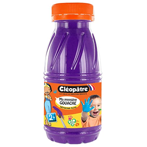 CLEOPATRE - Ma première Gouache BABY 2-en-1 - Peinture au doigt lavable pour enfant dès 2 ans - Violet - Flacon de 250ml