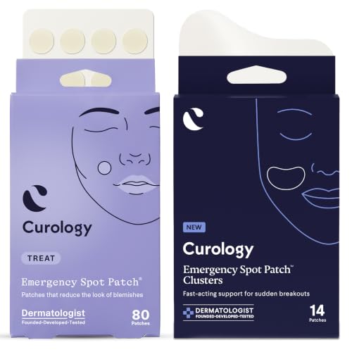 Curology Emergency Spot Pimple Patches for Face, Variety Size Bundle, 80 Small Spot & 14 Large Cluster Hydrocolloid Pimple Patches, Fast-Acting Support