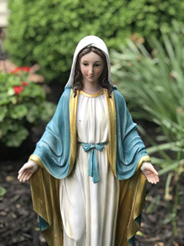 Blessed Virgin Mother Mary Outdoor Statue - 24" Polyresin Immaculate Conception Religious Statue For Garden, Outdoor, Patio, Cemetery Grave Stone (24 Inch) #TOP2