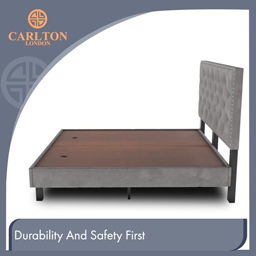 Image of Wooden Modern Upholstered King Size Bed for Bedroom | Wooden Double Bed Without Storage | Platform Cot Upholstered Bed with Upholstery Fabric | Engineered Wood | 6.5 x 6 Ft | Mine