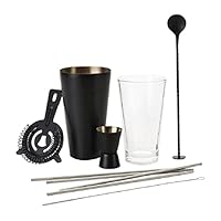 Stanley Rogers 10 Piece Cocktail Shaker Set Black Premium Stainless Steel Bartender Kit with Shaker Jigger Strainer for Home Entertaining - Cocktail Gift Set
