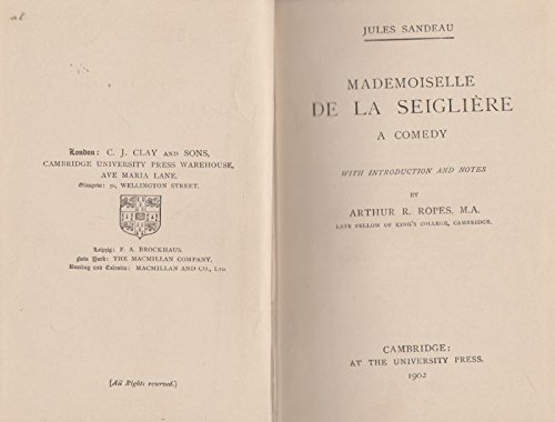 Mademoiselle De La Seigliere B009D65SVS Book Cover