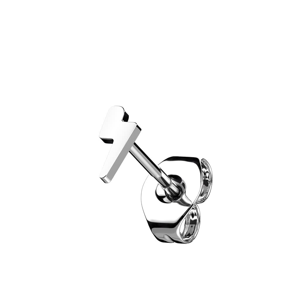 beyoutifulthings Push-In Women's Ear Studs Titanium-ium Grade 23 Flash Earrings Silver 5 mm