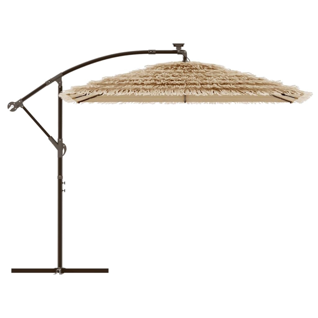 Parasol ogrodowy, parasol przeciwsłoneczny, baldachim do użytku na zewnątrz, w ogrodzie, na patio, z diodami LED i stalowym słupkiem, brązowy, 246x246x230 cm