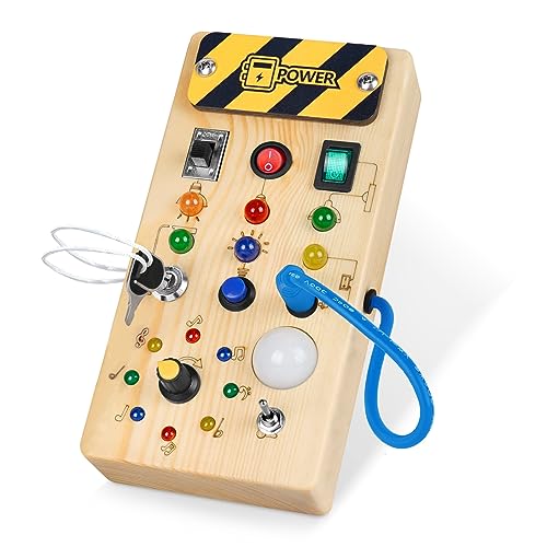 Image of Toddler Toys Busy Board with Led Light, Preschool Learning Activities Sensory Toys for Toddlers 1-3,Montessoti Toys 1 2 3 Year Old Birthday Gift