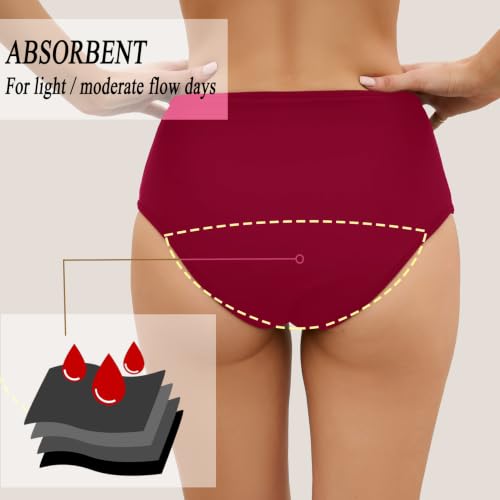 Image of Leoparts Period Swimwear Leakproof Bikini Bottoms Black High Waisted Coverage Swimsuit Bottom for Girls Teens Women