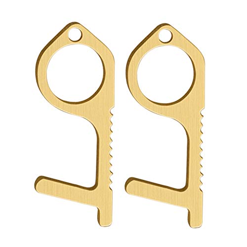 Abrepuertas Sin Contacto, Abridor de puerta de latón sin contacto, Herramienta de llavero, Portátil De múltiples fines Salud Llave Tool para Abrir Puerta, Mantenga las Manos Limpias Cover
