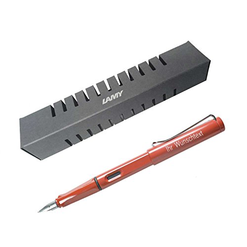 Lamy Füllhalter safari Modell 016, Feder LH, Farbe red (rot), inkl. Gravur, für Linkshänder