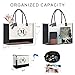 BeeGreen Personalized-Gifts-for-Women-Friend Canvas Tote Bag Embroidery Initial Monogram Bag, Large Birthday Gifts Leather Handles for Mother Teacher Sister M