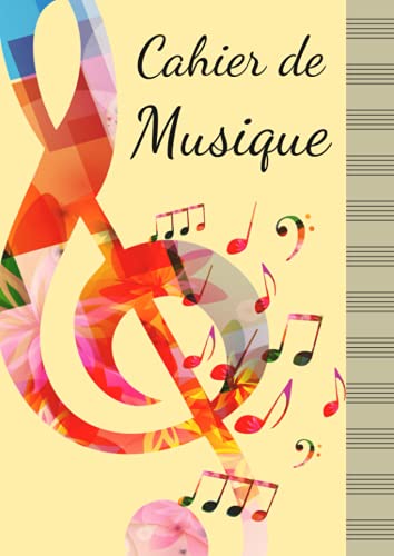 Cahier de musique: avec portée et carreaux seyes grand format A4 21x29,7 110 pages, Carnet de musiqu