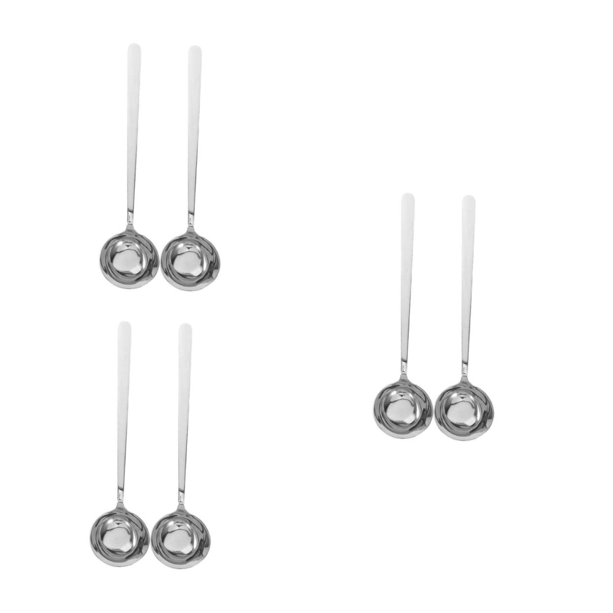 PRETYZOOM 6 Piezas Mango Largo Con Cuchara Redonda De Oblicuo Cucharones De Acero Inoxidable Para Cocinar Con Cuchara Costilla Caliente Cucharón Plata Acero Inoxidable 316