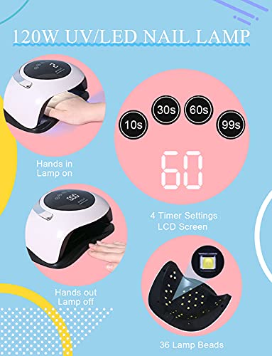 Btiztlla 32 Colors Gel Nail Polish Kit With Uv Light 120W Nail Dryer, White Nude Purple Gel Nail Polish Set, Uv Led Nail Lamp No Wipe Base Top Coat Nail Art Decorations Manicure Tools Starter Kit #TOP6