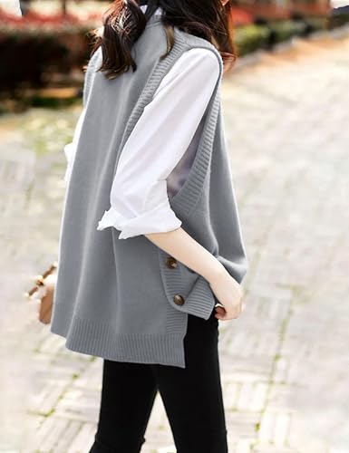 Image of HangNiFang Women's Round Neck Sleeveless Pullover Ribbed Knit Sweater Vest