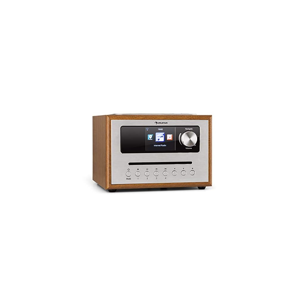auna Silver Star CD - Cube Radio, WiFi-radio met CD-speler, microsysteem, 21 cm breedte, VHF-tuner, Bluetooth, 10 watt…
