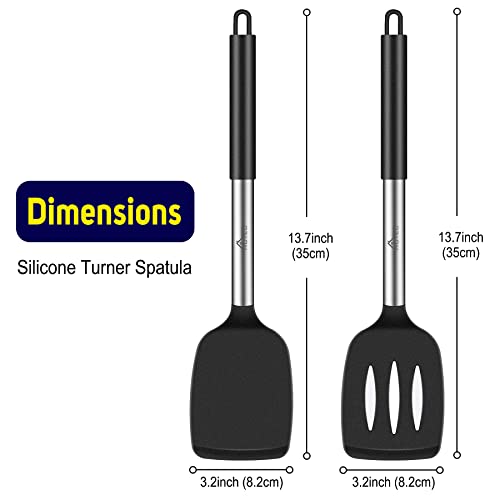 Hotec Heat Resistant Silicone Solid Turner, Slotted Kitchen Spatulas Set Cooking Utensils For Nonstick Cookware Bpa Free #TOP1