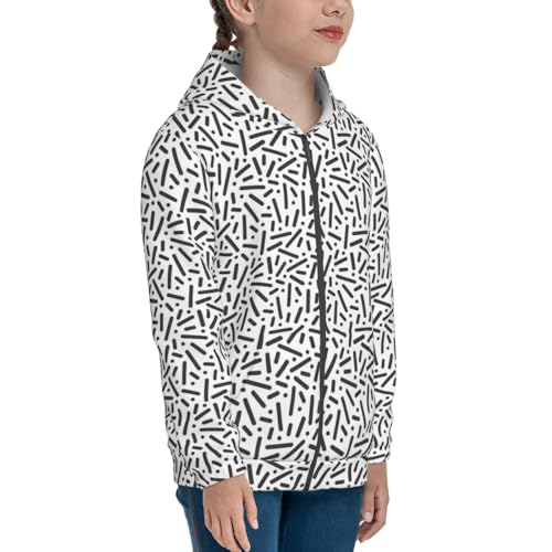 Mosaic Black and White Texture Kid Hoodies Boys Zip Up Sweatshirts Girls Pullover with Pocket4