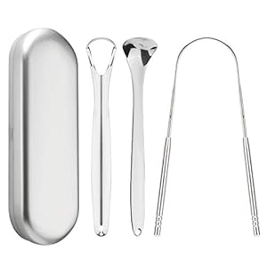 SAVITA 3-Delige Tongschraper Rvs Tongschraper Set Elimineert Slechte Adem, Tongborstelreiniger Met Niet-Synthetische…