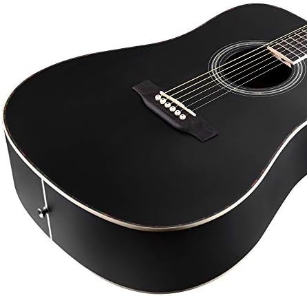 Winzz Gitary akustyczne w pełnym rozmiarze, gitara ludowa 4/4 dla początkujących dorosłych, gitara akustyczna ze stalowymi strunami, czarna (100 cm)