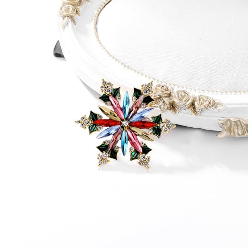 Image of Rhinestone Flower Brooch Pin for Women Red Black Purple Flower Broochs Pin Hat Christmas Brooch Jewelry