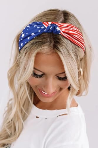 Huachi 4Th Of July Women'S Headbands - Knotted American Flag Top Knot Hair Hoops, Patriotic Usa Independence Day Red White And Blue Accessories thumb #5