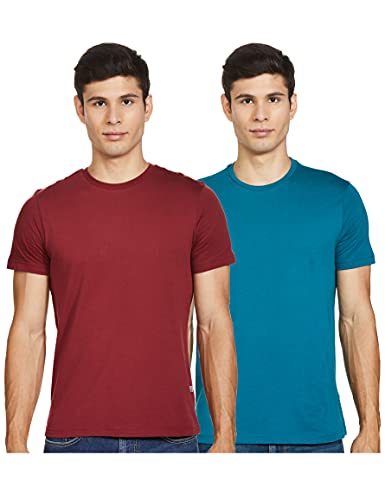 Amazon Brand – Inkast Denim Co. Men’S Solid Regular T-Shirt (Ss21Inkrnpo2_Fog Teal & Vintage Maroon S)