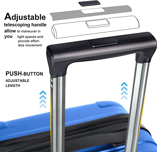Large Luggage Expandable Pc+Abs With Tsa Lock Hardshell Travel Big Rolling Luggage Suitcase Set Carry On Luggage Suitcase With Spinner Wheels 28 Inch,Blue3